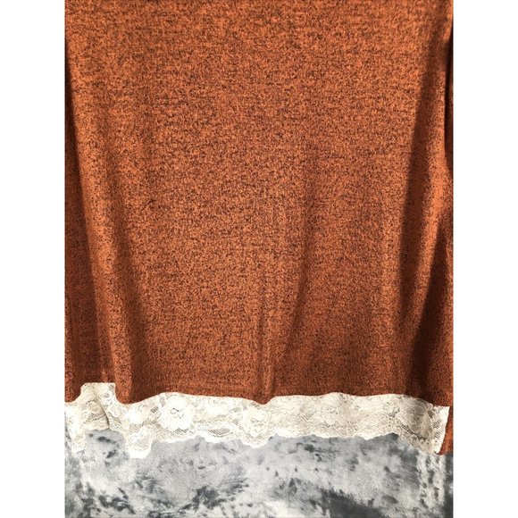 Jolt Women’s Pullover Size Small Long Sleeve Rust Color Bottom Lace Trim - Picture 4 of 10